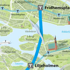 Nya utredningar visar att Gula linjen kan byggas utan teknikbyggnad på Långholmen. Region Stockholm/Martin Thelander