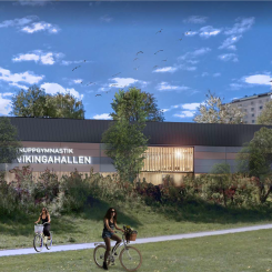 Vikingahallen, hall för truppgymnastik på Lidingö. Illustration: Wästbygg